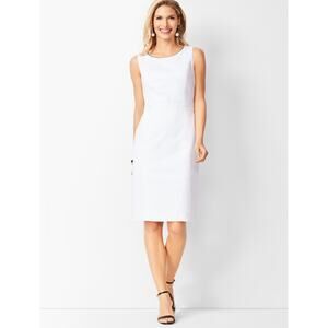 Talbots NWT Plus Size 22W Dobby Weave Piped Sleeveless White Classy Sheath Dress